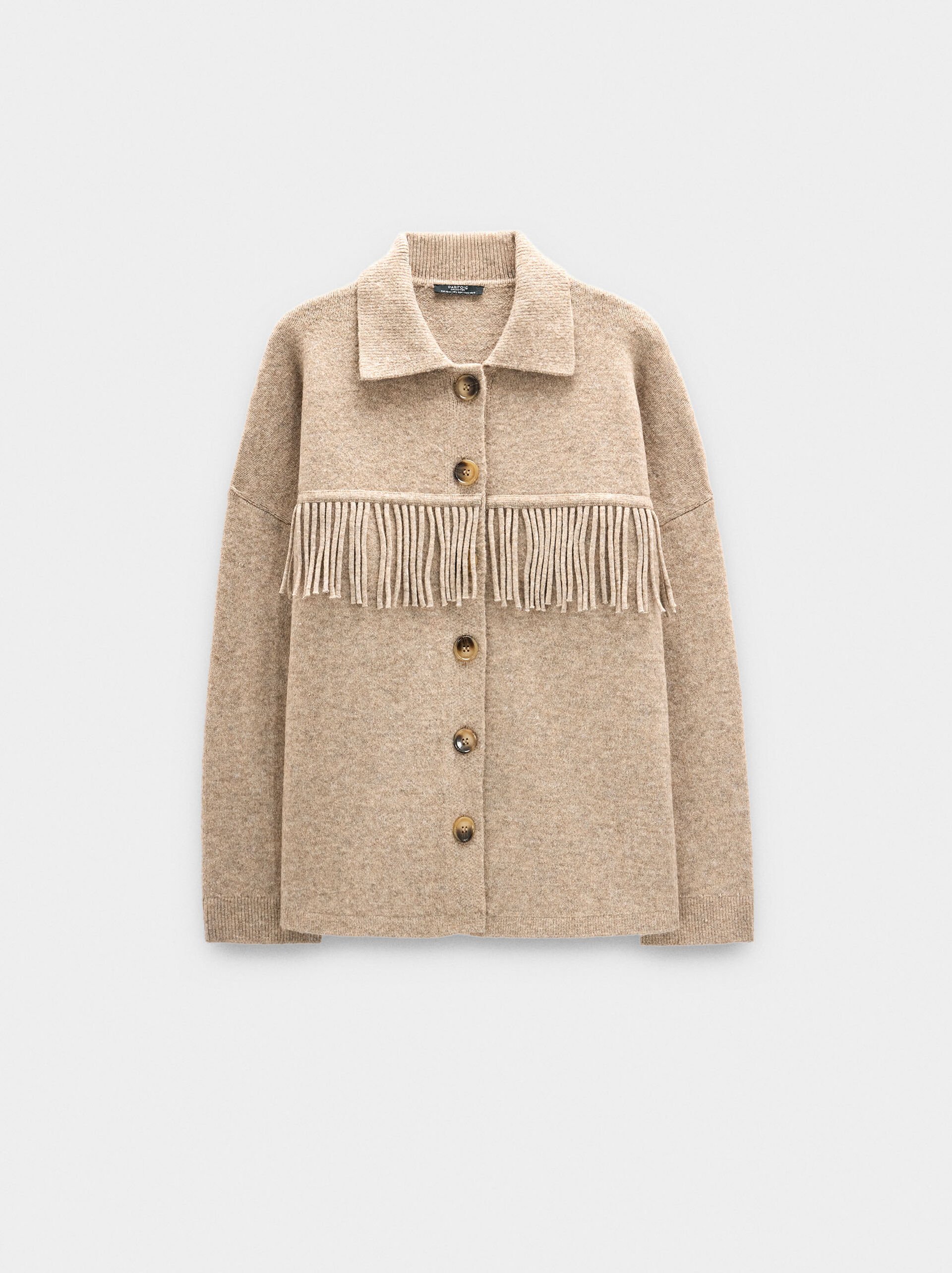 Cardigan in maglia con frange image number 4.0