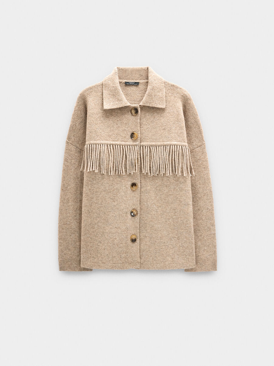Knit cardigan with fringes