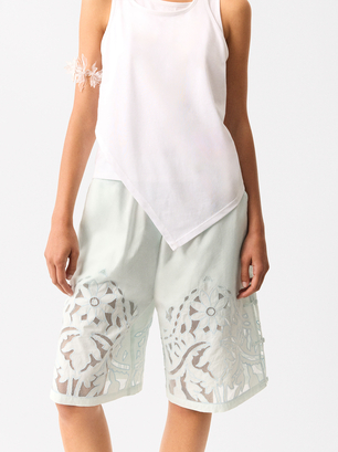 Online Exclusive - Embroidered Bermuda Shorts, Blue, hi-res