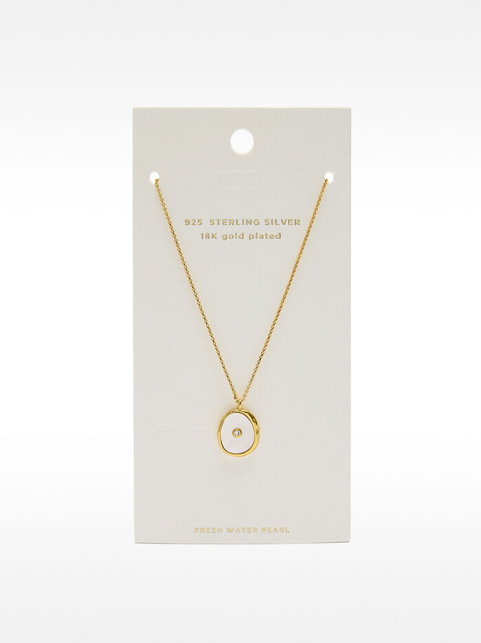 Collar de perla de agua dulce y circonita - plata de ley 925