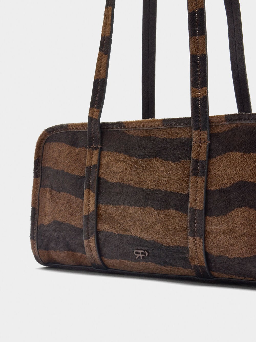 Animal print leather bowling bag