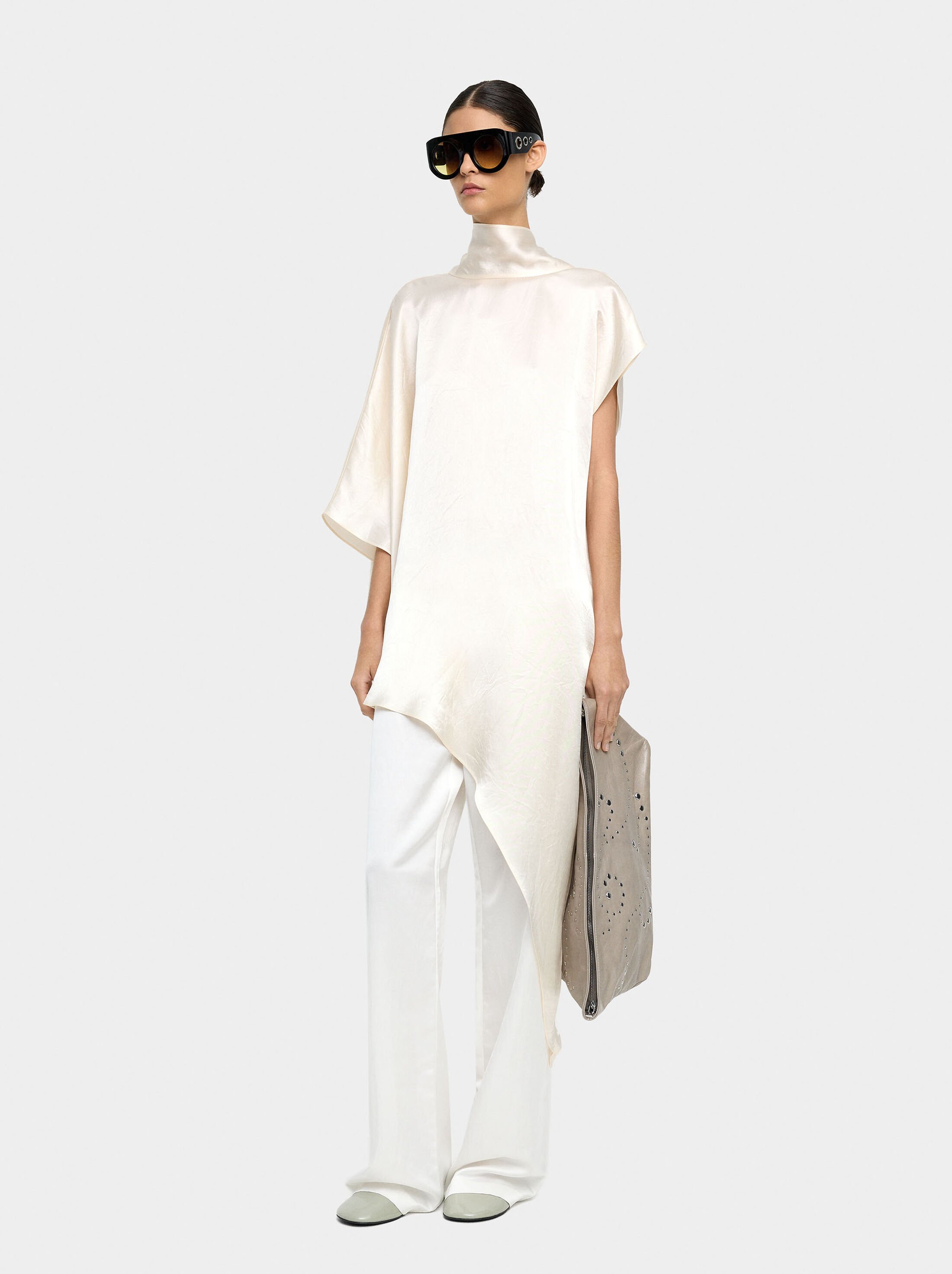 Short asymmetric satin dress image number 0.0