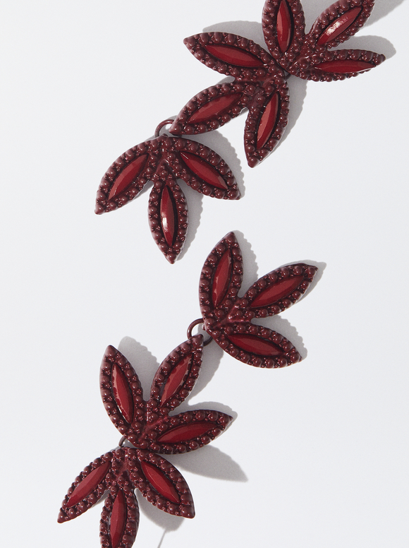 Flower Earrings, Bordeaux, hi-res