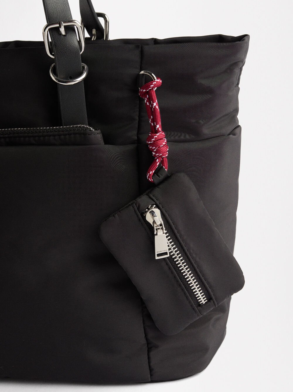 Nylon tote bag with strap L