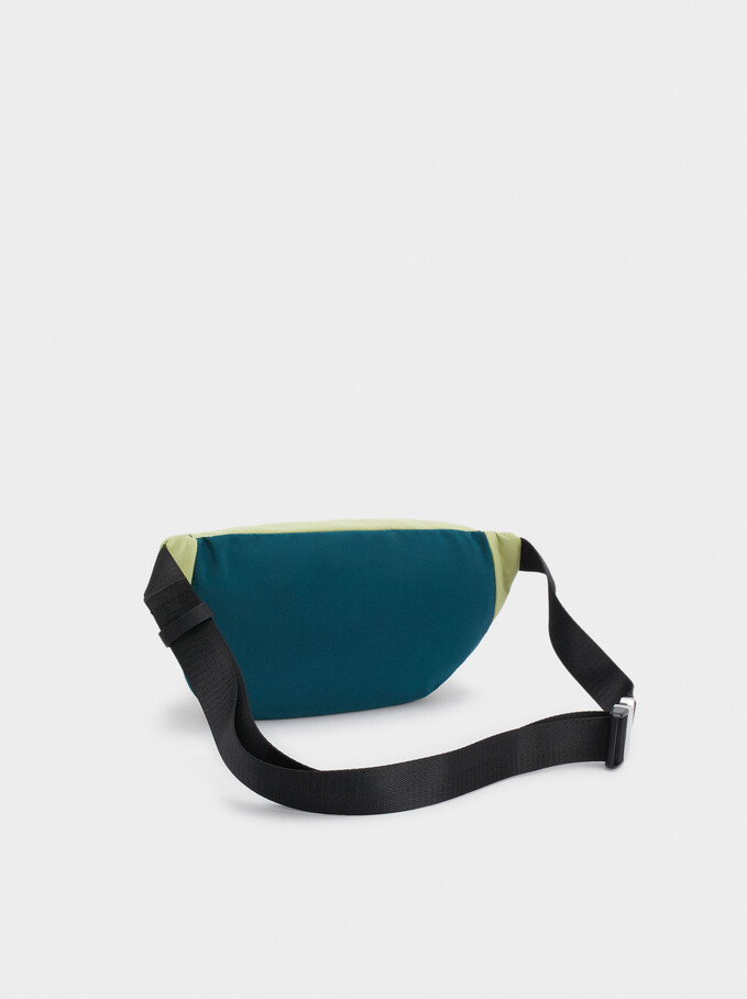 Nylon Belt Bag With Outer Pocket, Green, hi-res