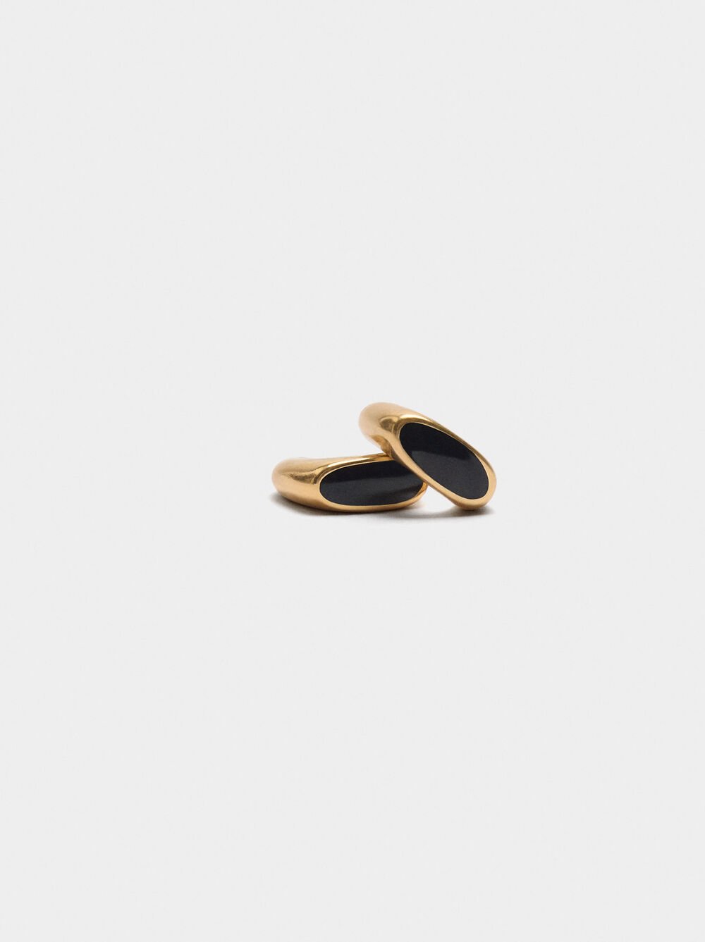 Open hoop earrings with enamel