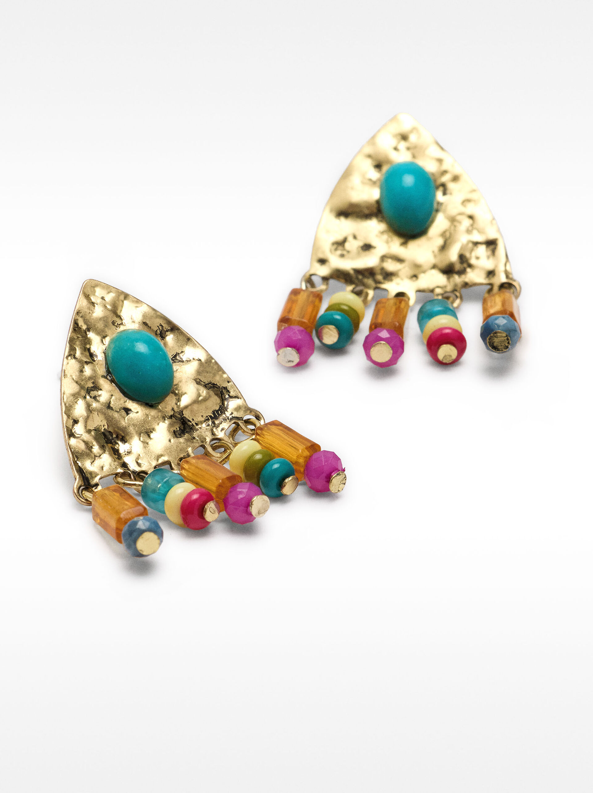 Triangle earrings with stone image number 1.0