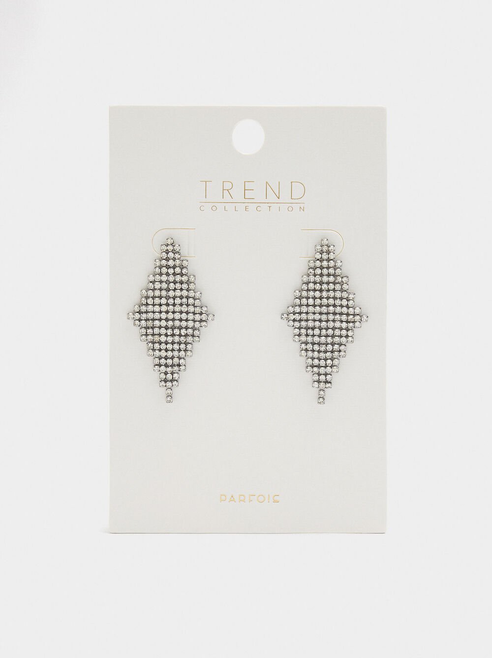 Diamond-shaped earrings with crystals
