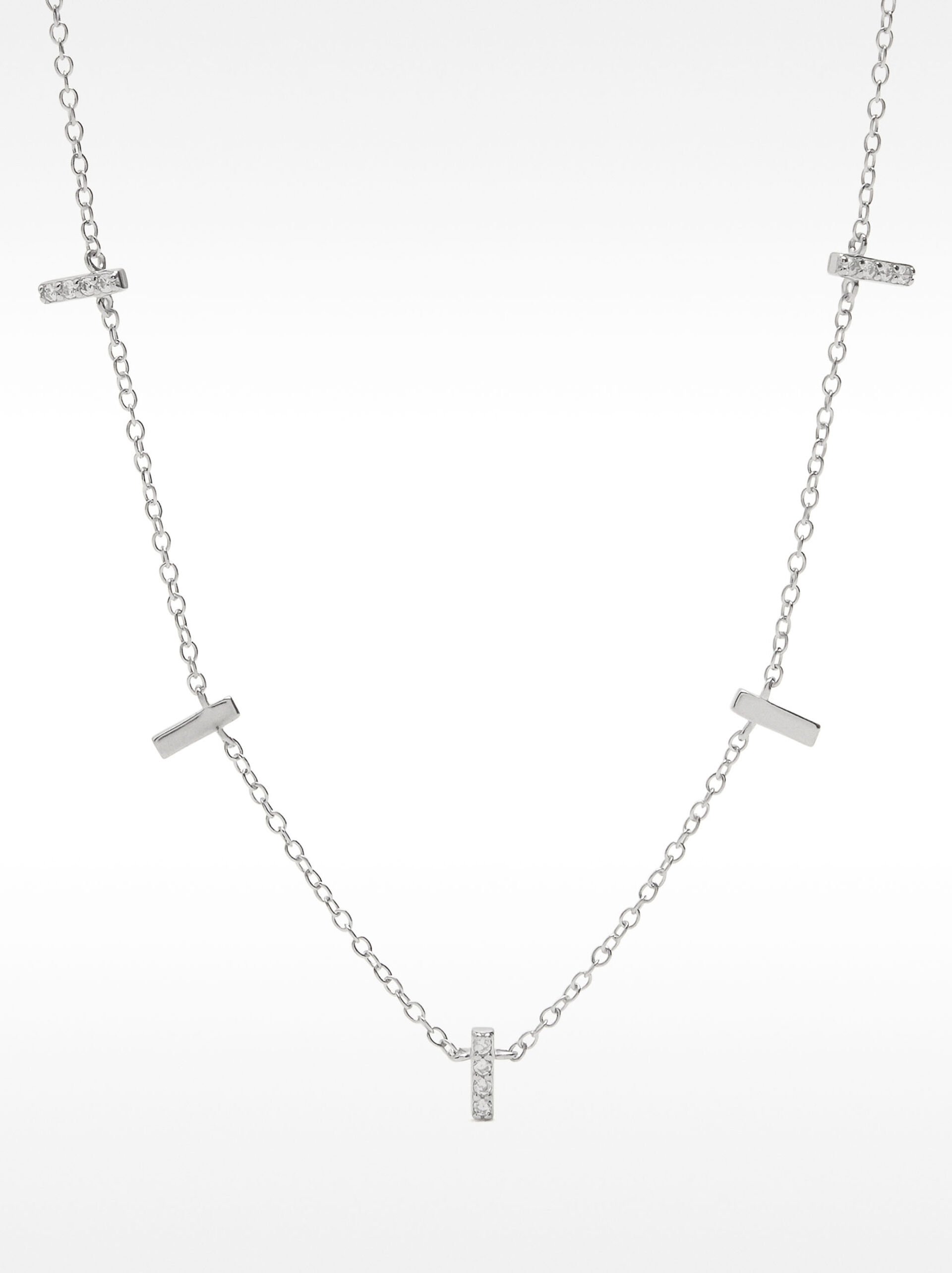 Necklace with bars and zirconia – 925 sterling silver image number 0.0