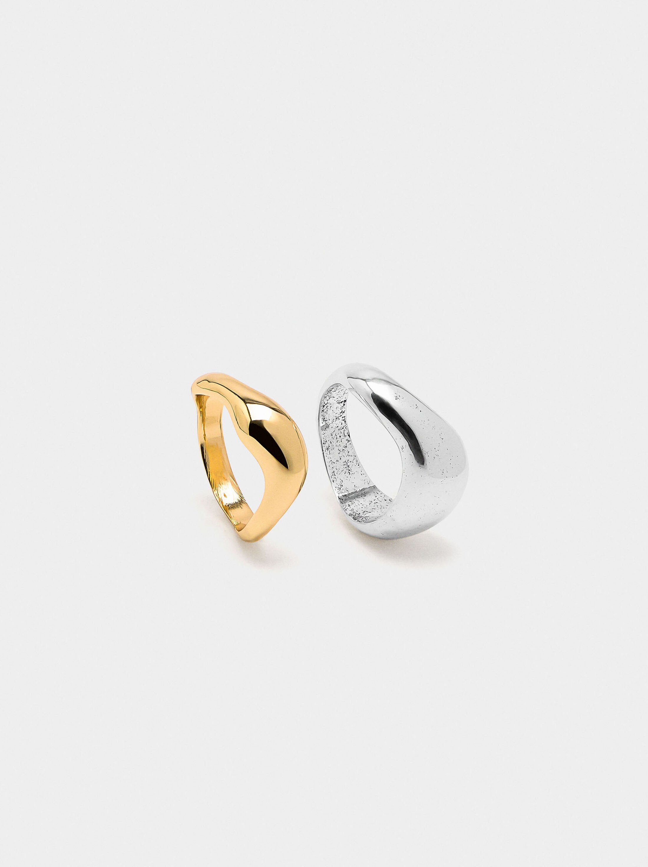 Bicolor set of rings with wave image number 1.0