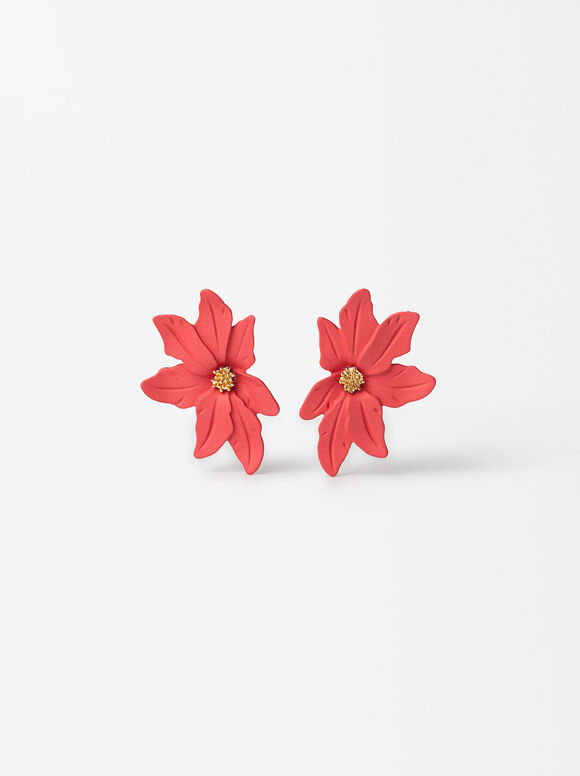 Flower Earrings, Fuchsia, hi-res