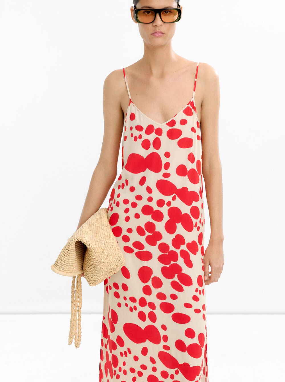 Long printed dress with straps