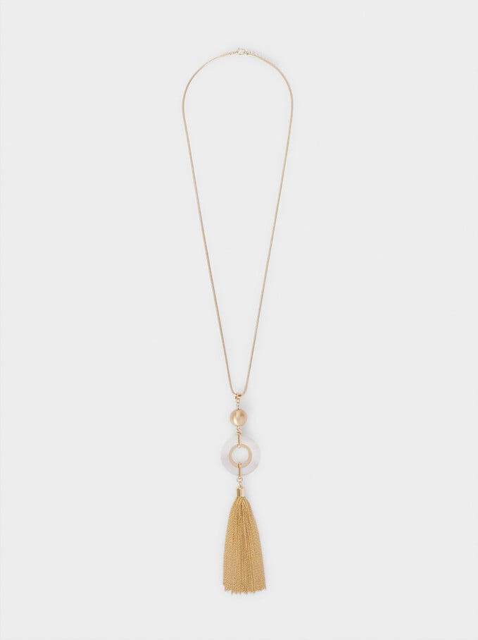 Long Gold Necklace With Pendant, Golden, hi-res