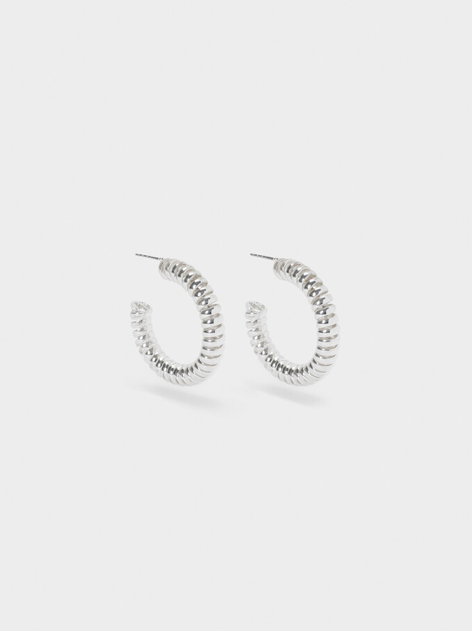 Spiral Hoop Earrings, Silver, hi-res