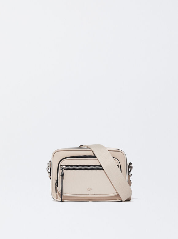 Bolso Bandolera Con Bolsillo Exterior, Crudo, hi-res