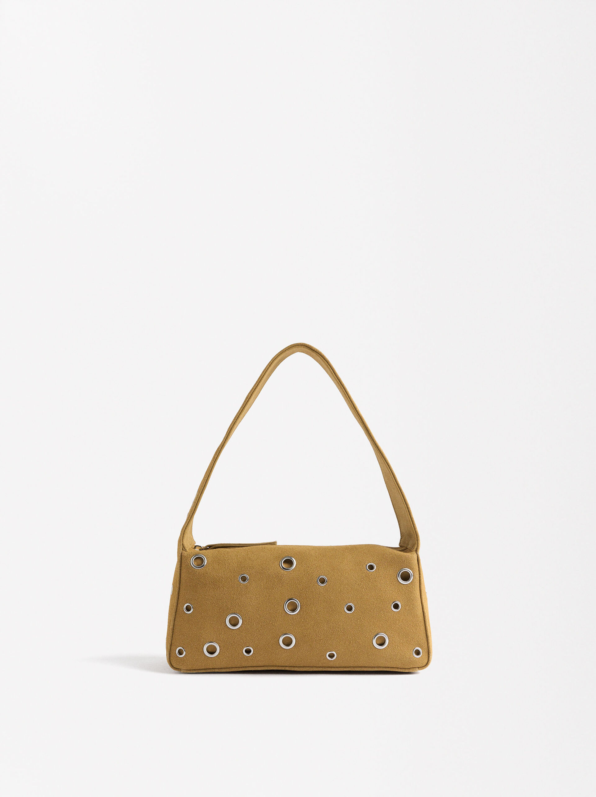 Leather shoulder bag with stud detail image number 2.0