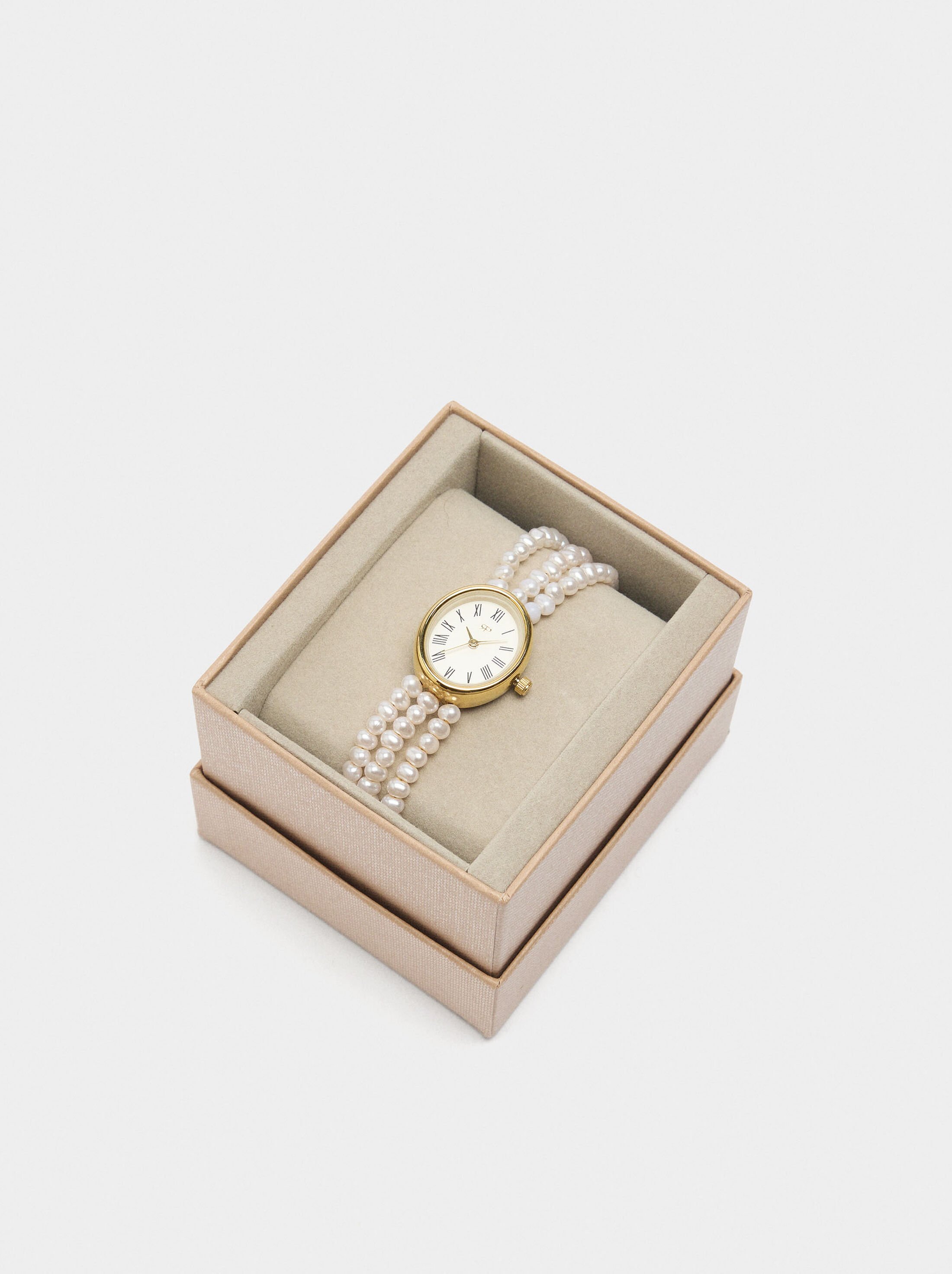 Watch with multi-strap pearl bracelet image number 3.0