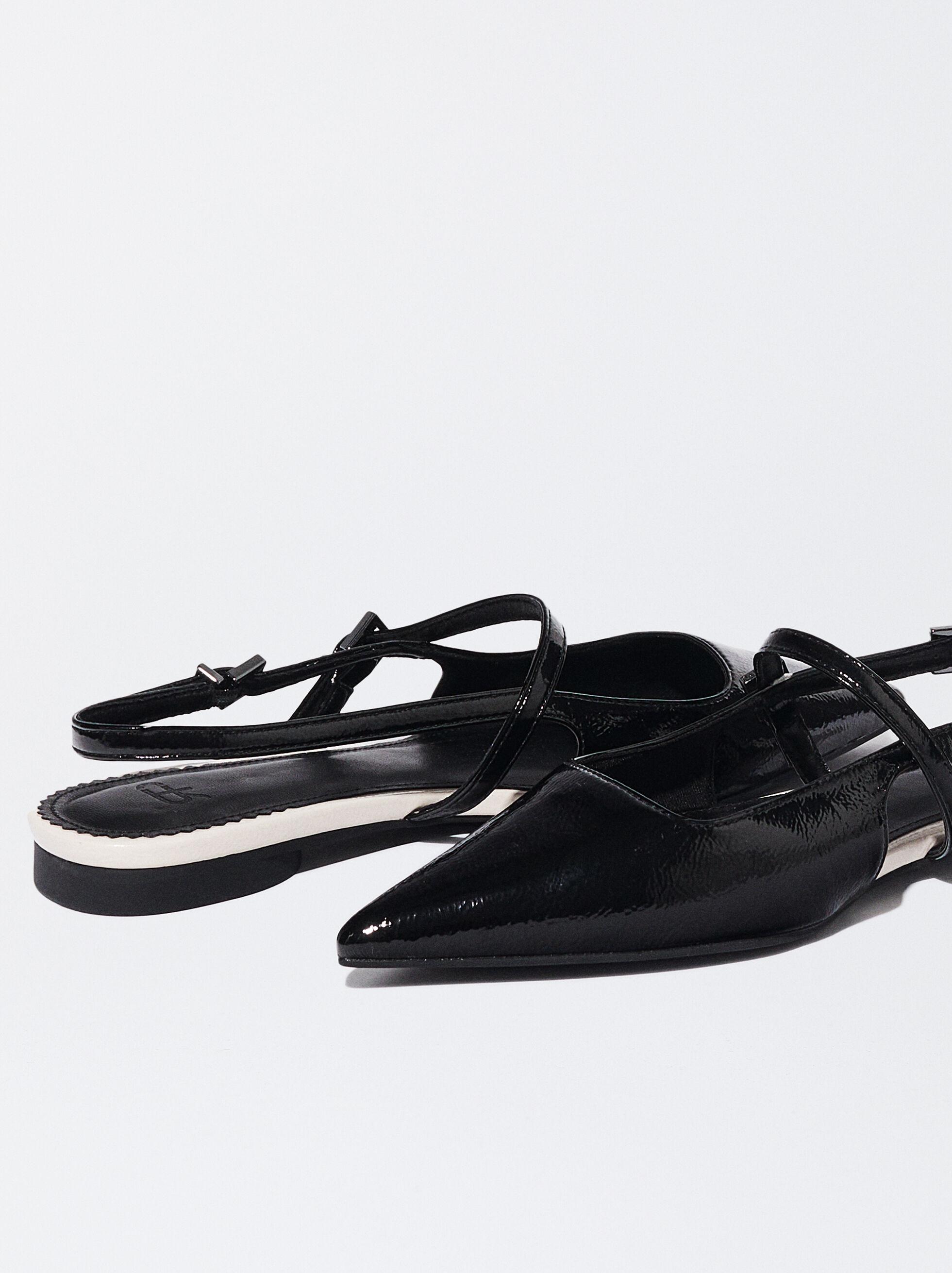 Flat black sling back shoes shop