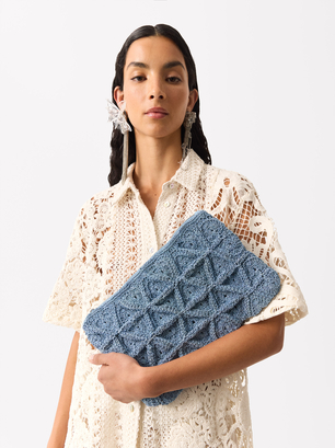 Crochet Party Bag, Blue, hi-res