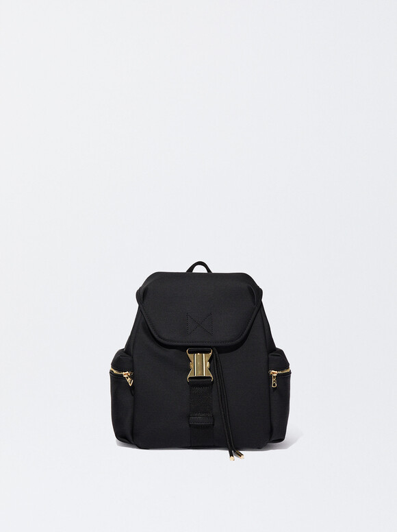 Backpack With Outside Pockets, Black, hi-res