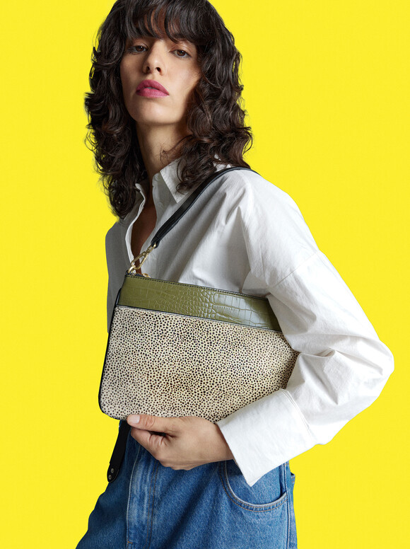 Shoulder Bag With Leather, Multicolor, hi-res