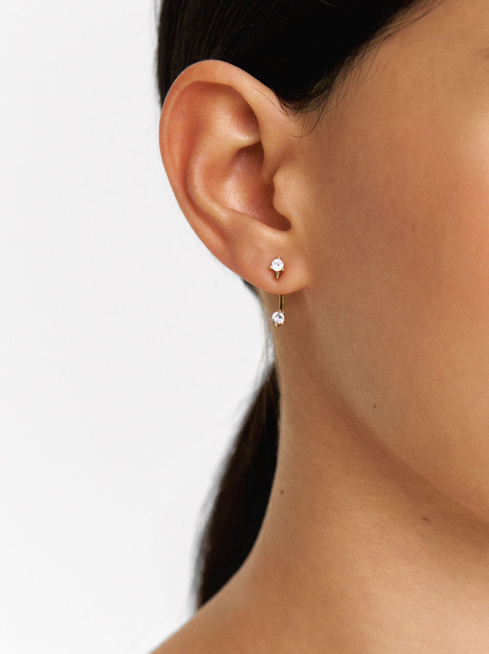 Pendientes ear jacket con circonitas - plata de ley 925