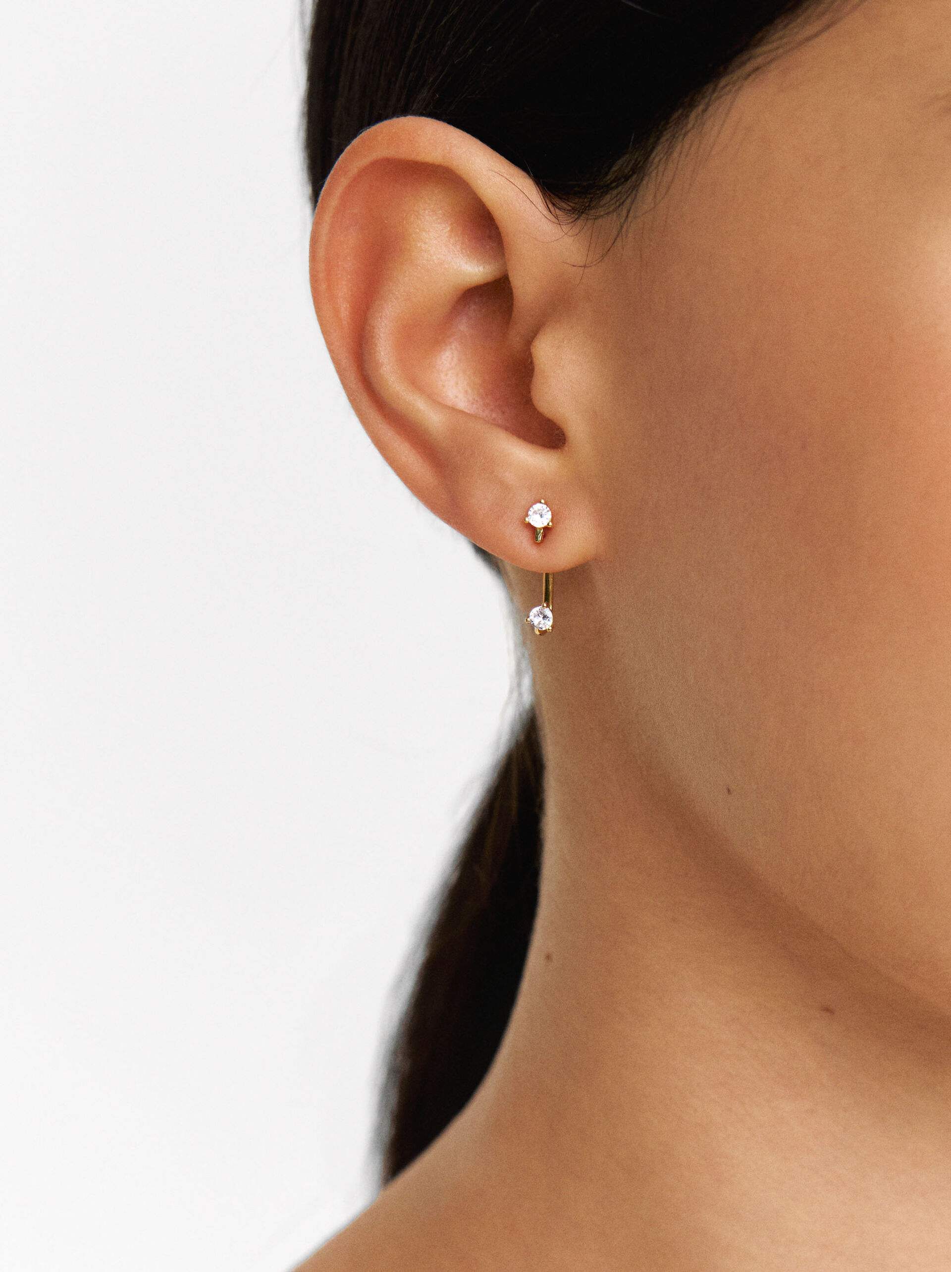 Pendientes ear jacket con circonitas - plata de ley 925 image number 1.0