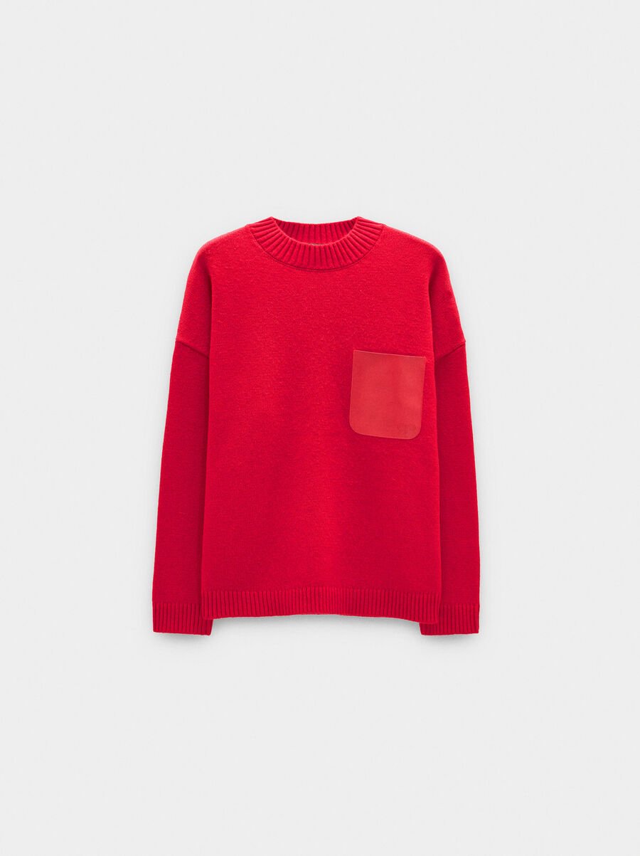 Jersey de punto con bolsillo efecto piel