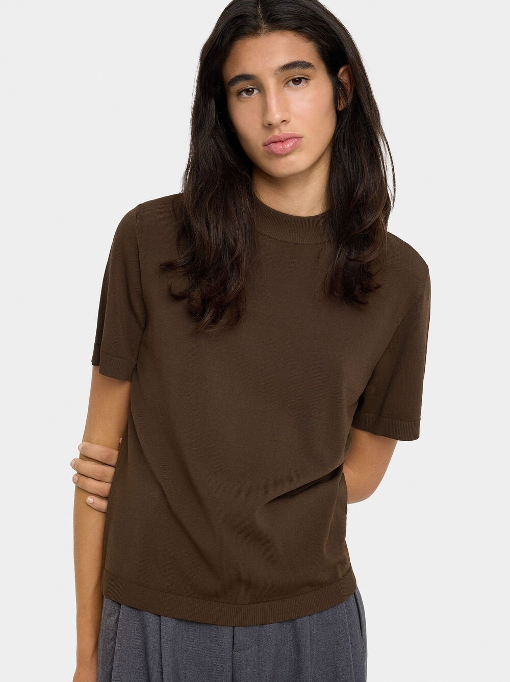 Knitted sweater with scarf