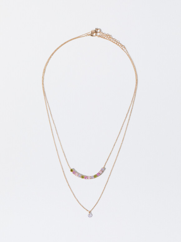 Set Of Necklaces With Crystals, Multicolor, hi-res