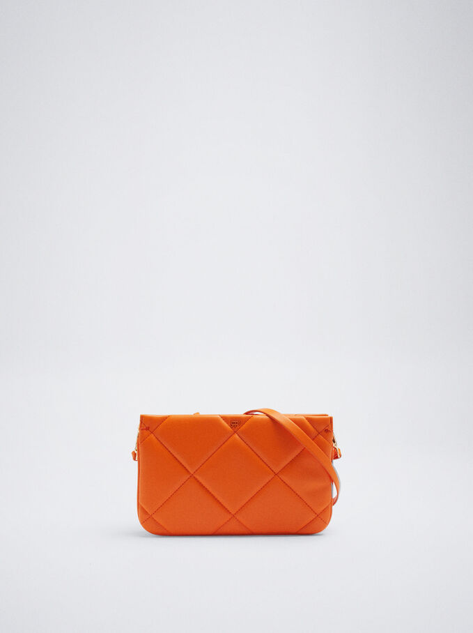 Quilted Crossbody Bag, Orange, hi-res