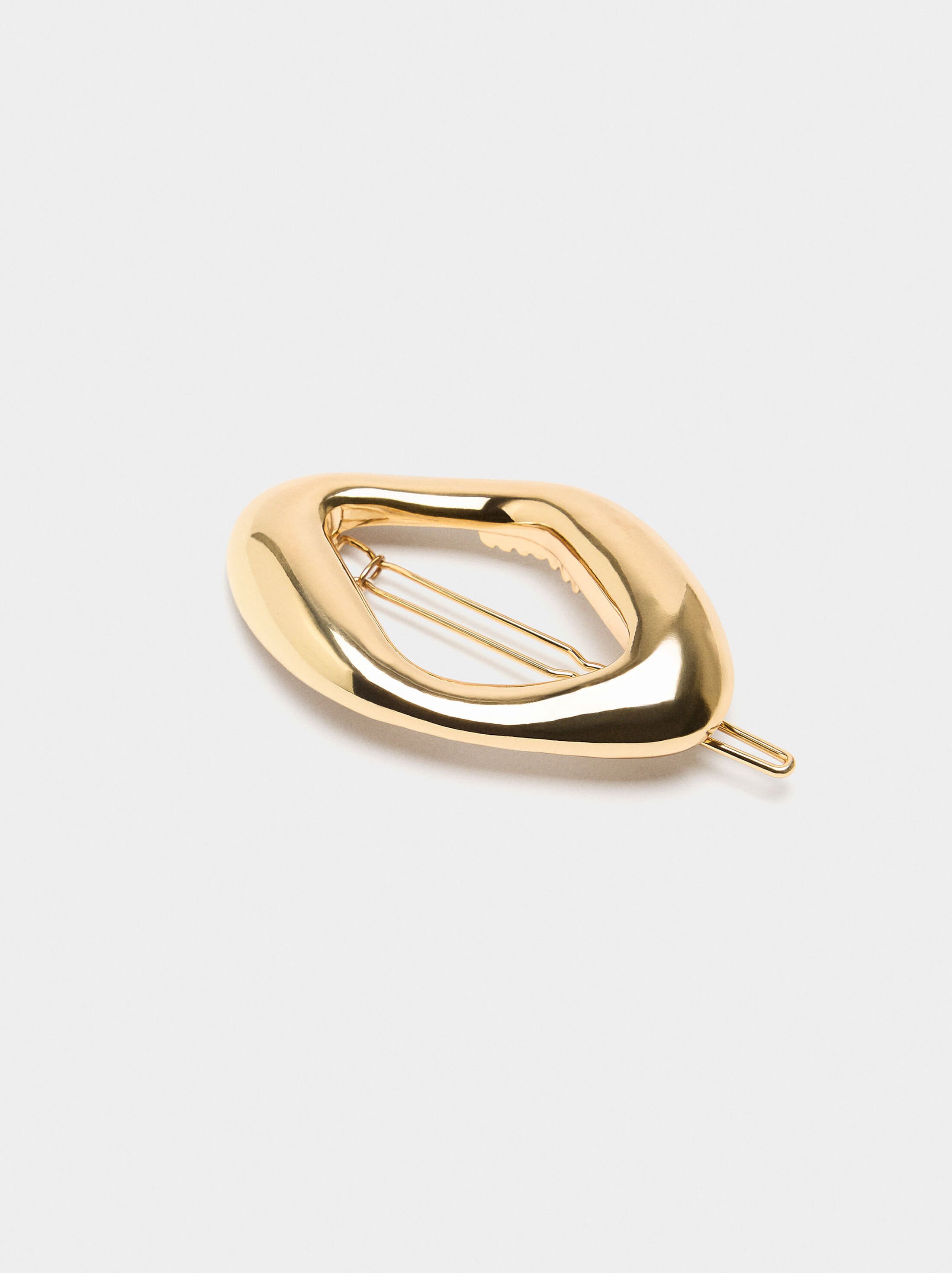 Oval gold hair clip image number 0.0