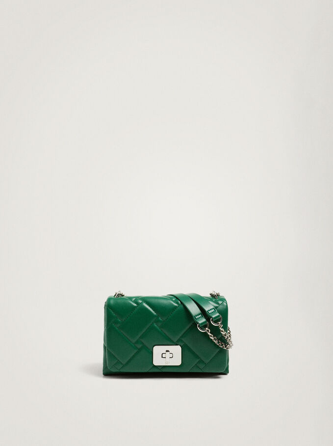 Shoulder Bag With Chain, Green, hi-res