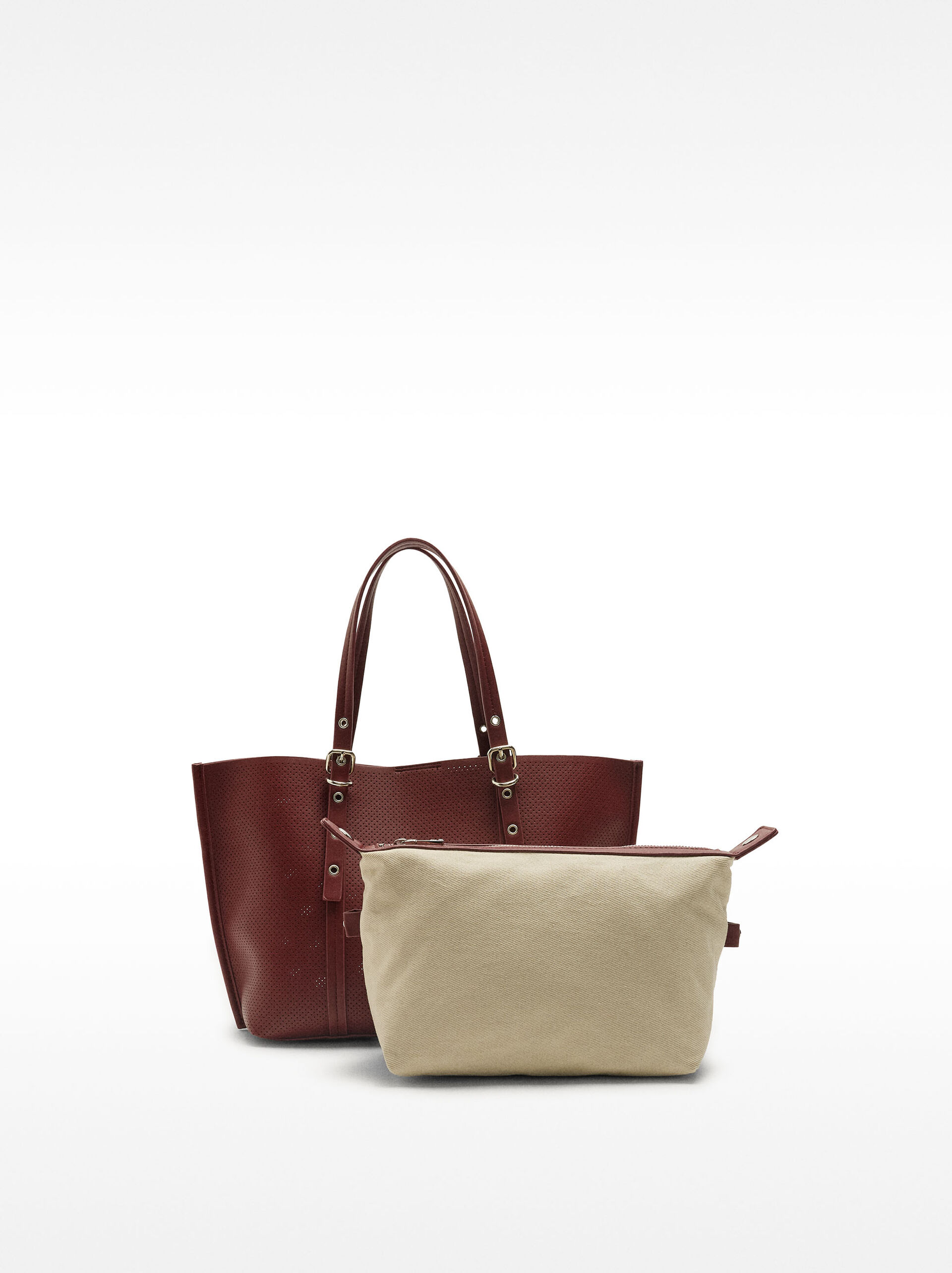 Perforated tote bag with removable pouch image number 2.0