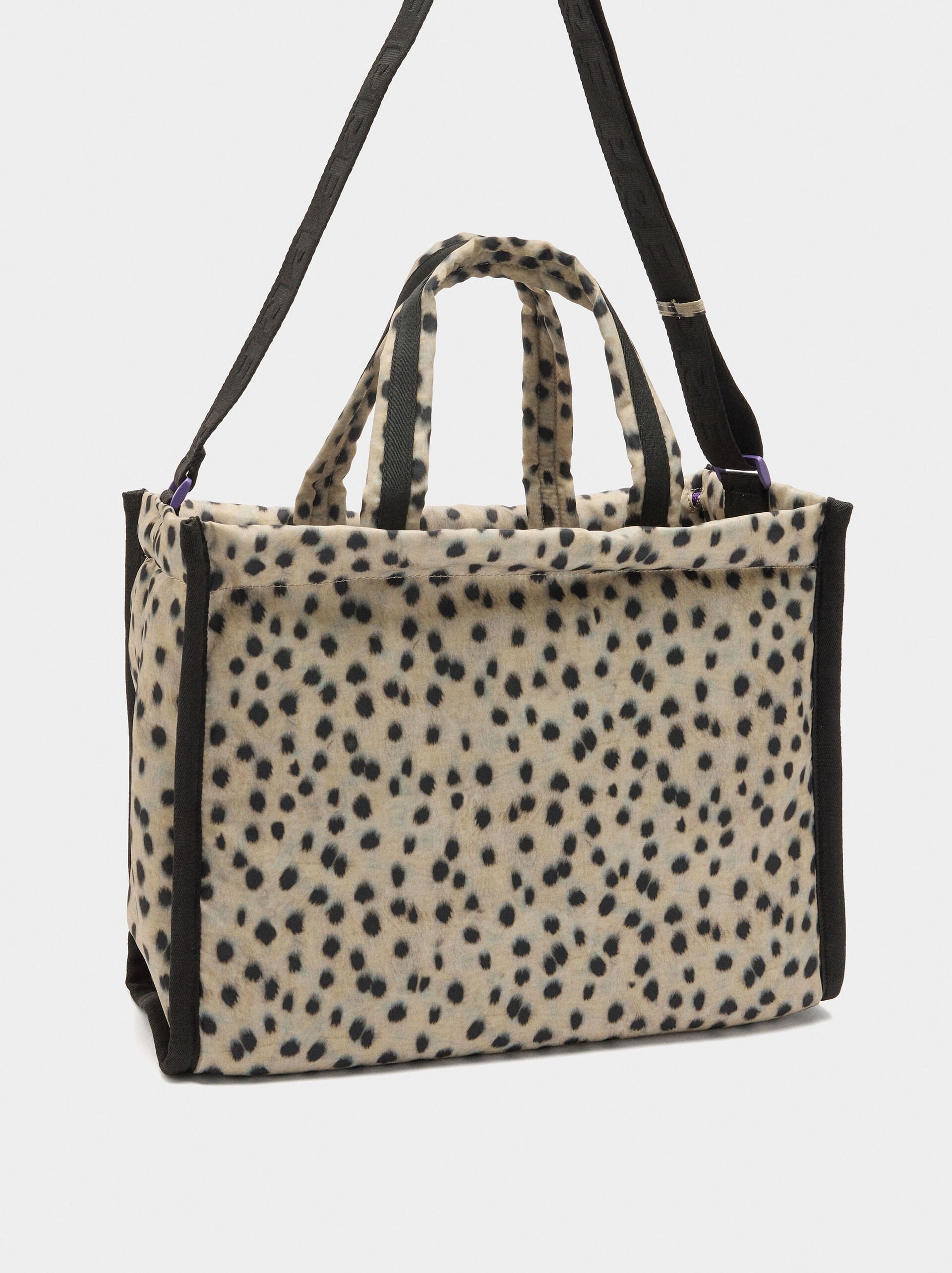 Nylon shopper bag printed with animal print image number 2.0