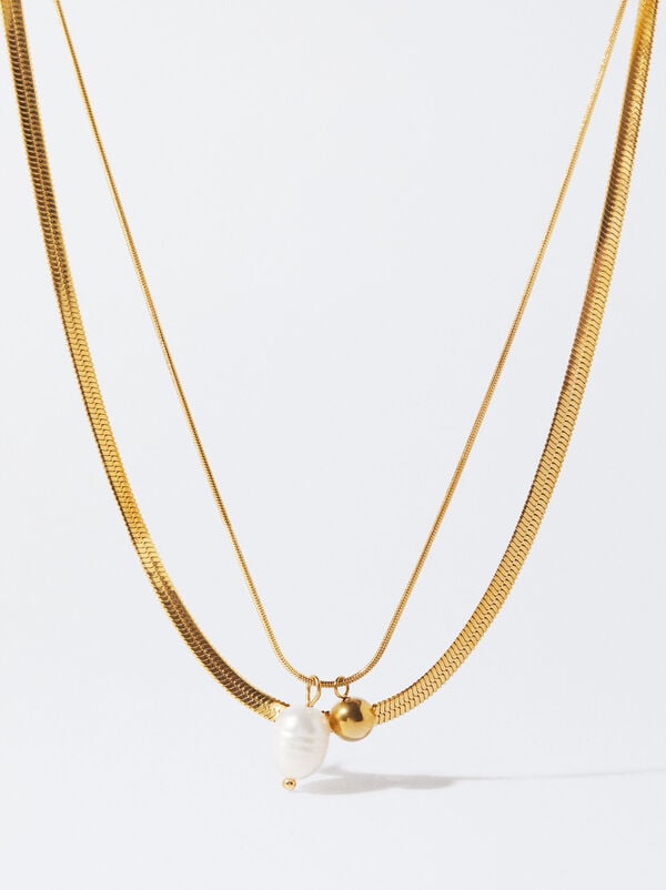 Stainless steel golden necklace