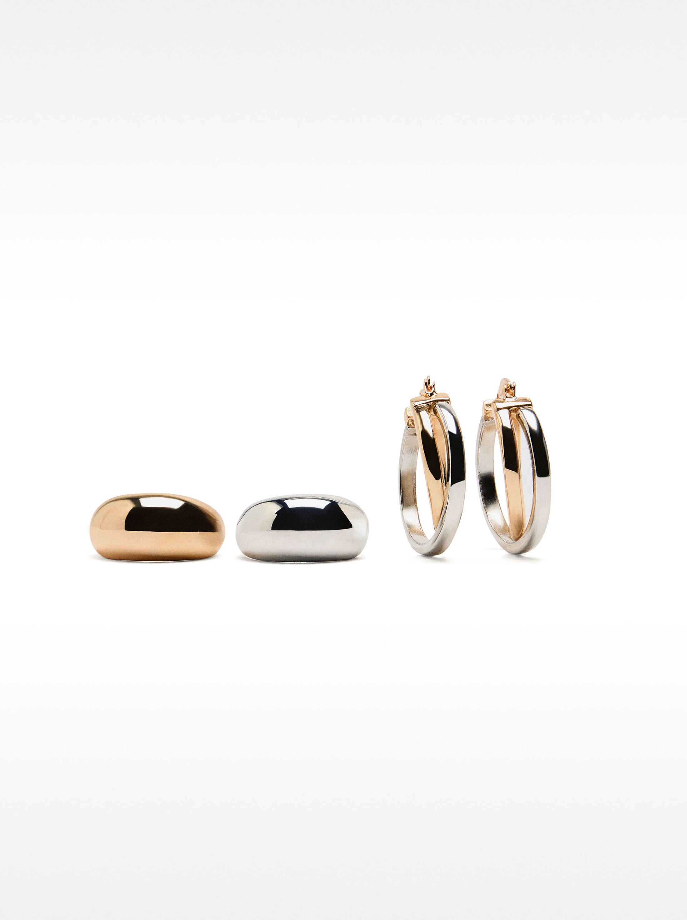 Set with bicolor earrings and rings image number 0.0