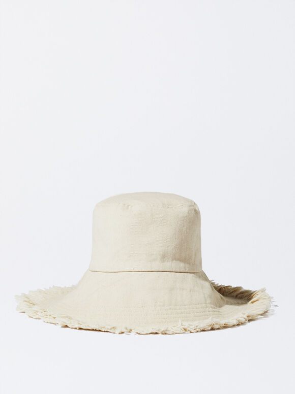 Denim Bucket Hat, White, hi-res