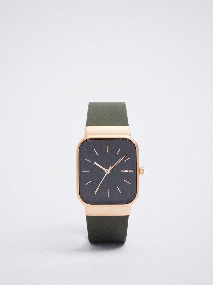 Montre-Bracelet En Silicone, Kaki, hi-res
