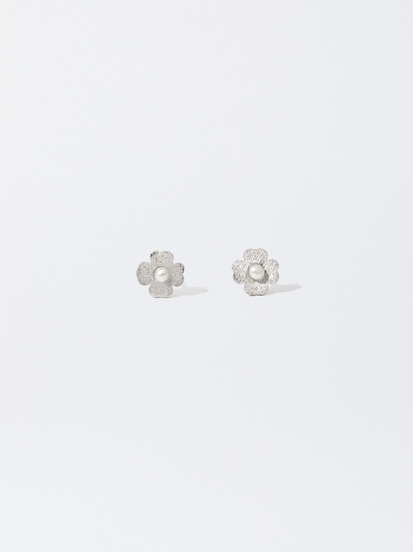 925 Silver Studs With Freshwater Pearl, White, hi-res