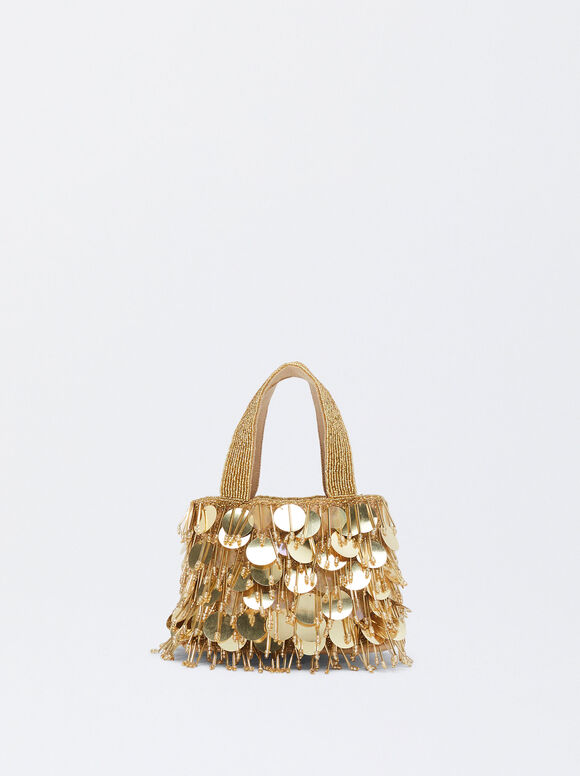 Party Handbag With Sequins, Golden, hi-res