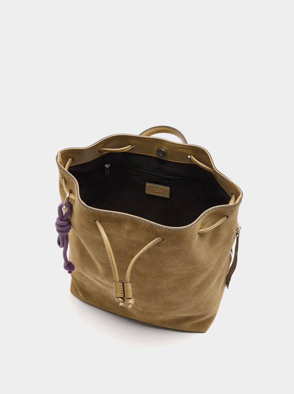 Backpack with leather details