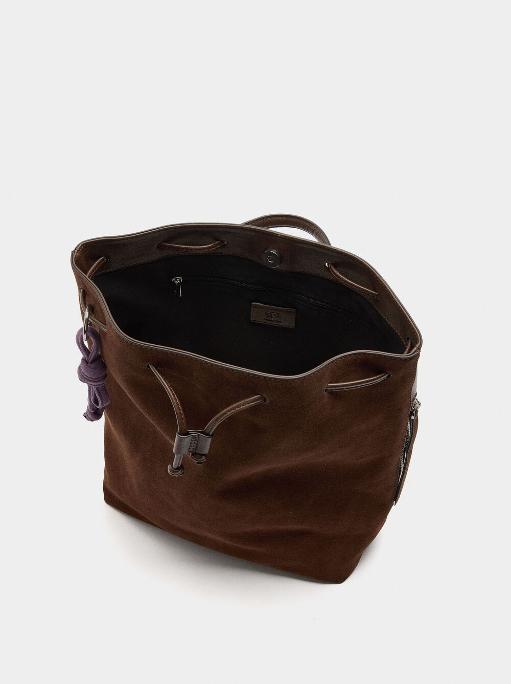 Backpack with leather details