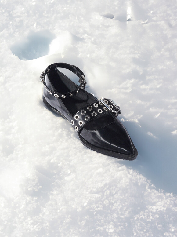  Buckled Ballerinas, Black, hi-res