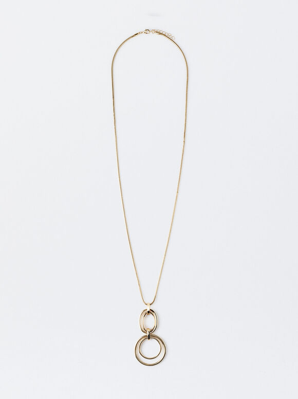 Long Necklace With Pendant, Golden, hi-res