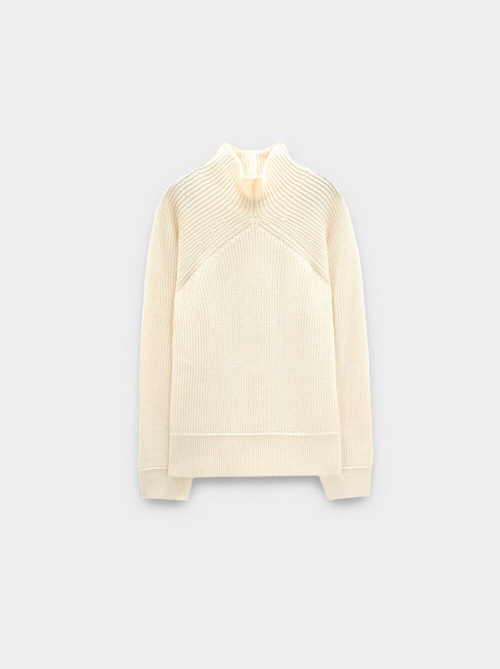 Knit sweater with high neck