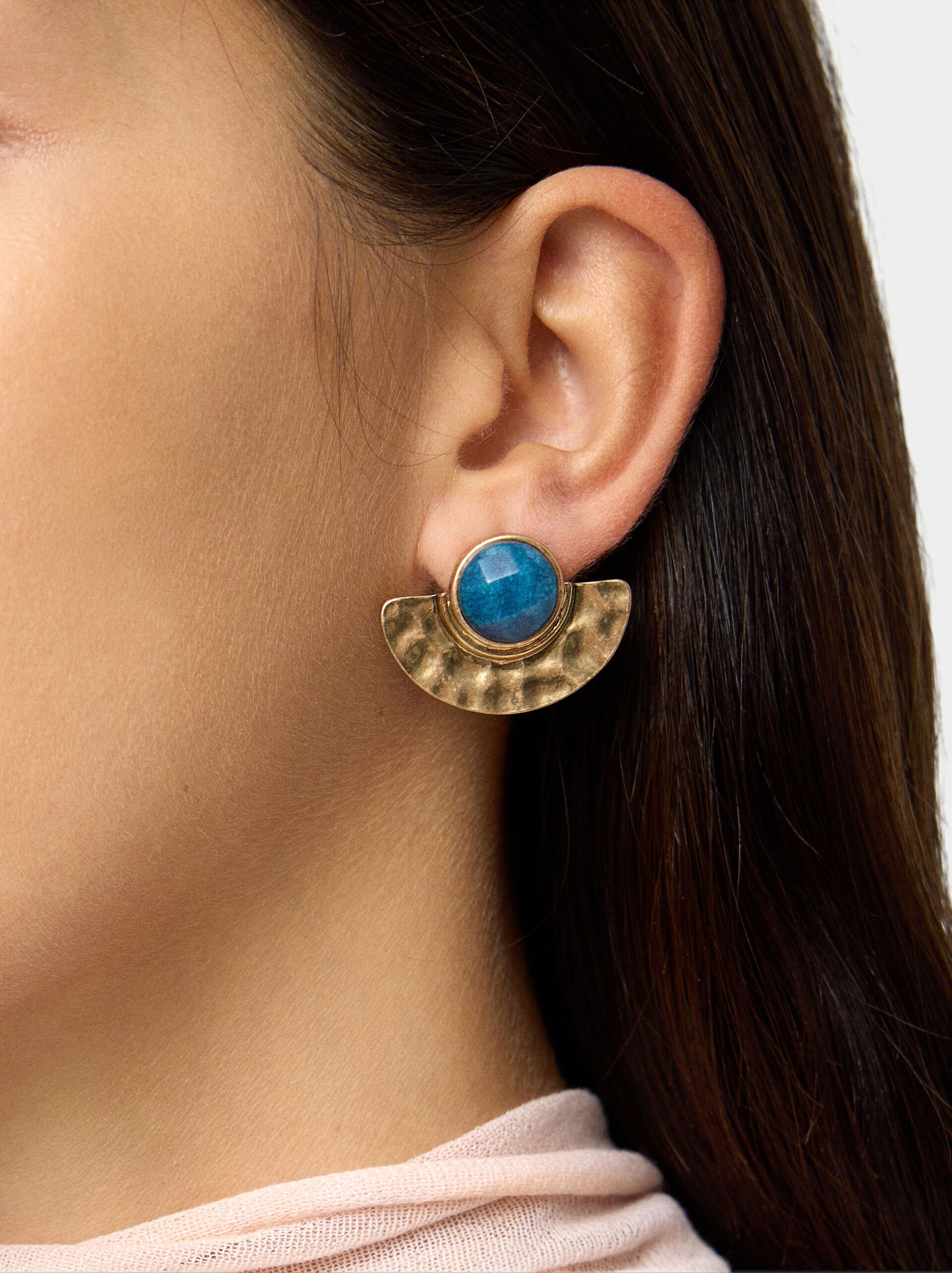 Fan earrings with stones image number 1.0