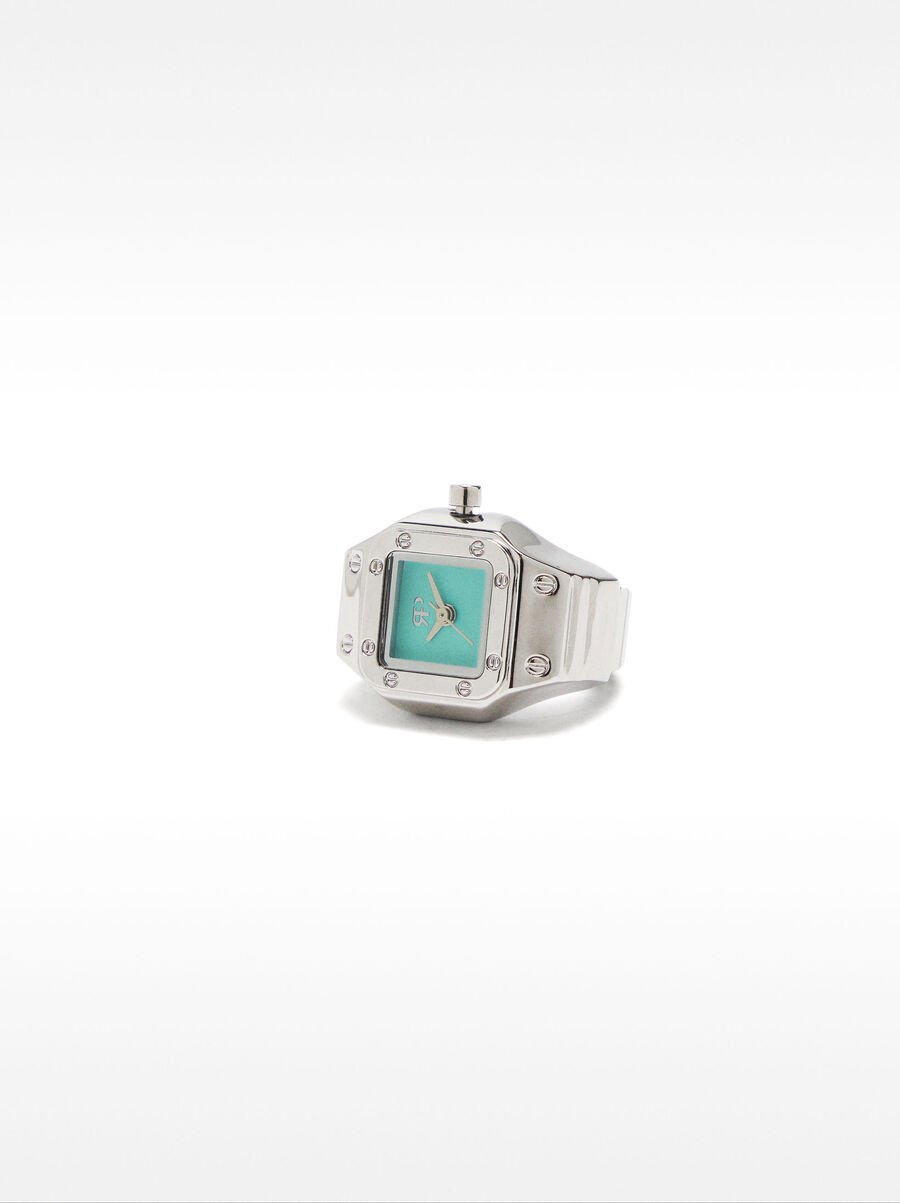 Silver steel watch ring