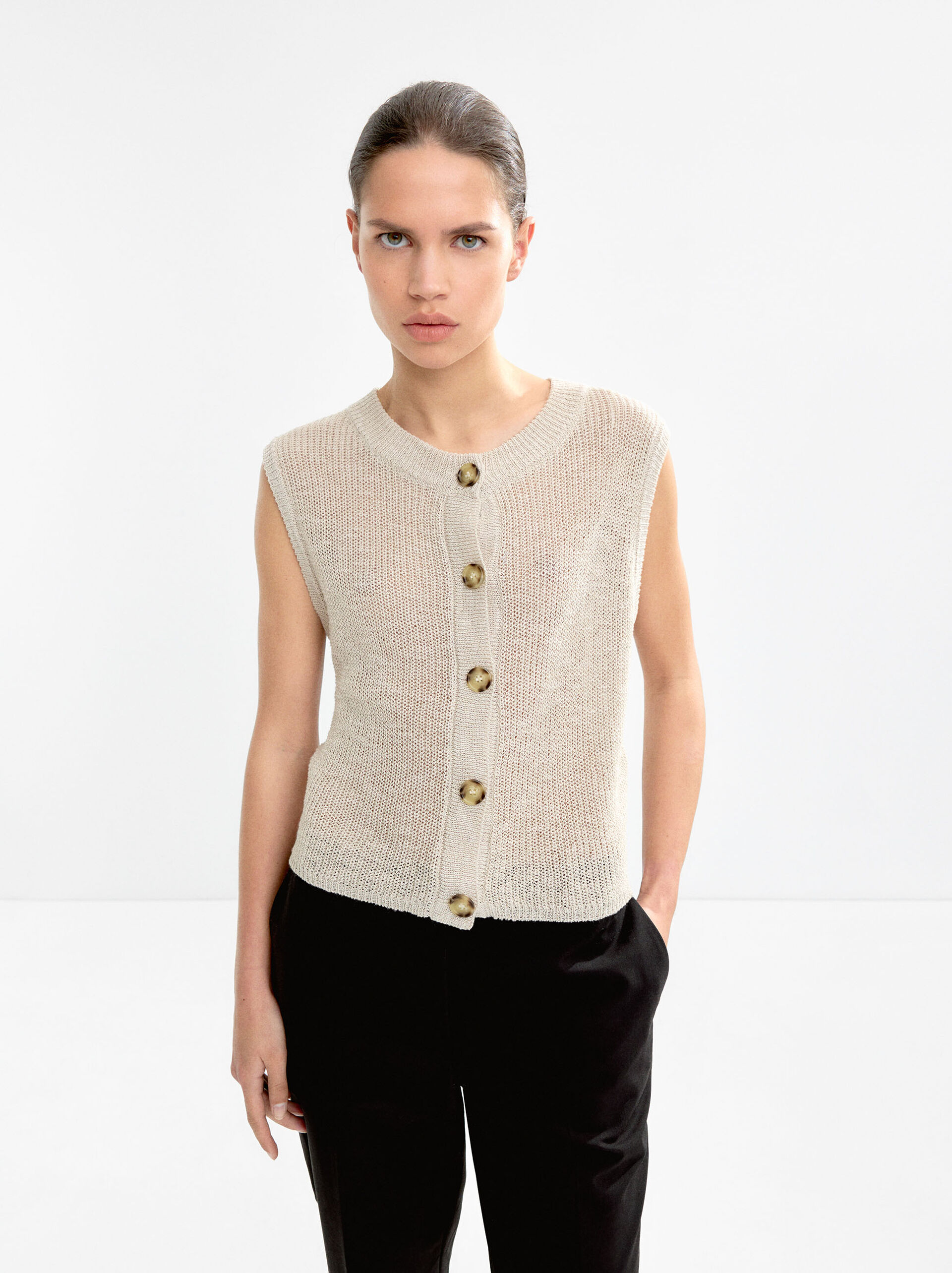 Knit vest with buttons image number 1.0