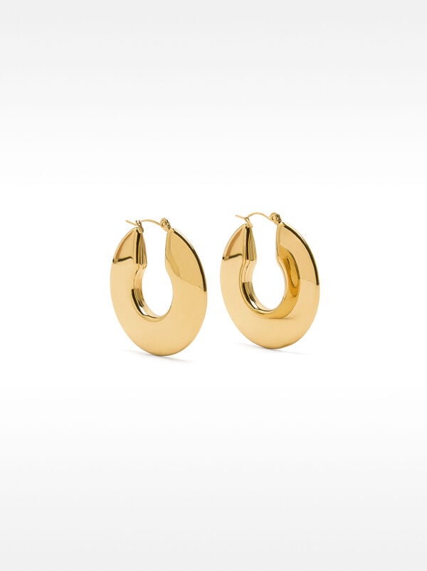 Wide flat hoop earrings – stainless steel